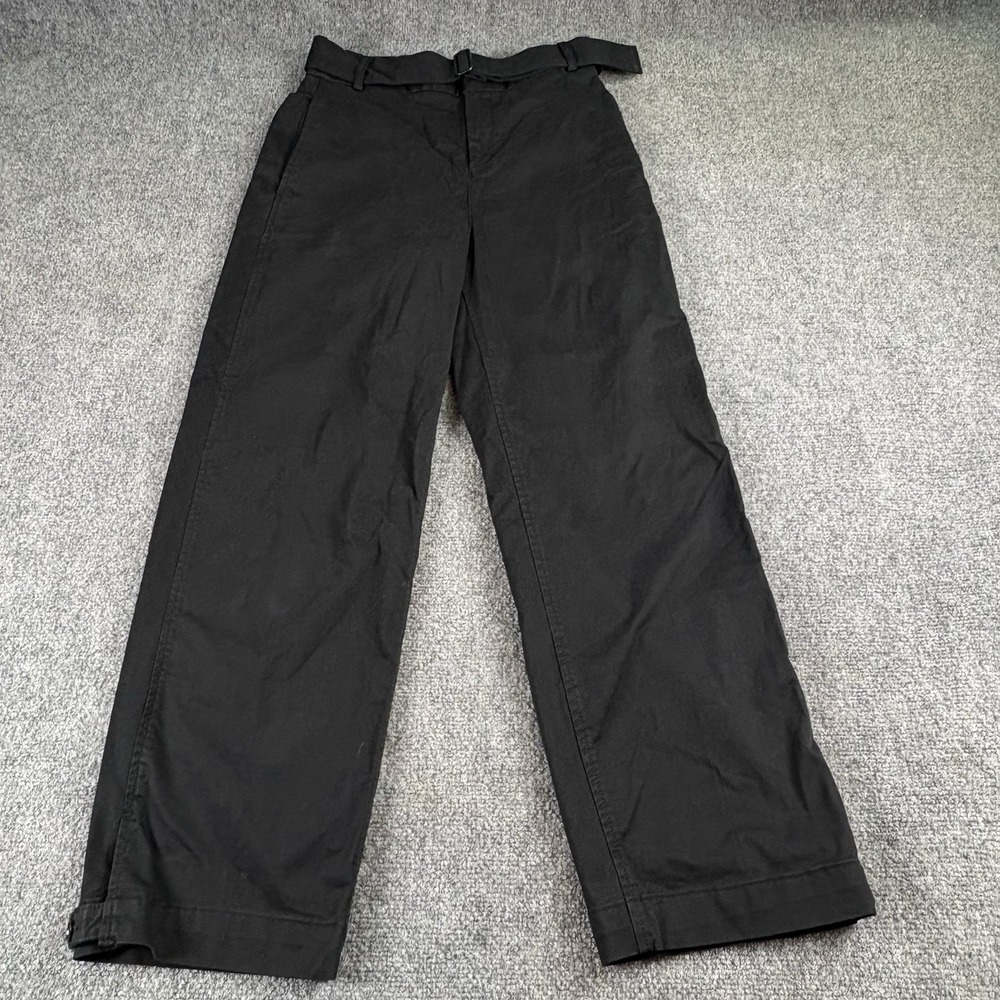 Banana Republic Authentic Chino Pants Women's 4 Black Adjustable Hem Belted Work